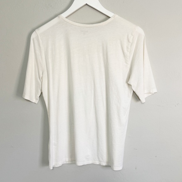 GARNET HILL Women’s Ivory Organic Pima Cotton Essential Elbow Sleeve Tee Size M - Picture 3 of 6